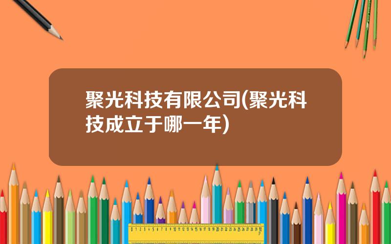 聚光科技有限公司(聚光科技成立于哪一年)