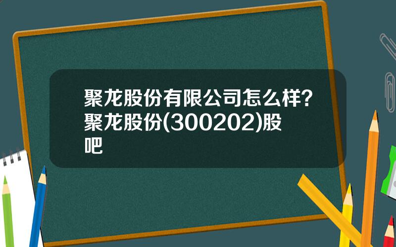 聚龙股份有限公司怎么样？聚龙股份(300202)股吧