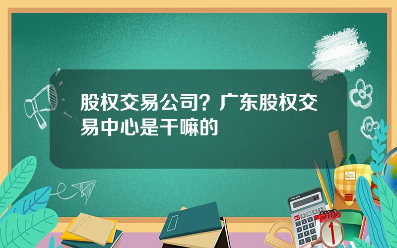 股权交易公司？广东股权交易中心是干嘛的