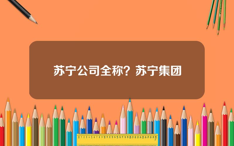 苏宁公司全称？苏宁集团