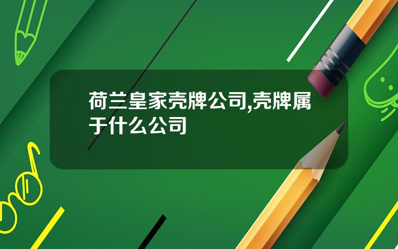 荷兰皇家壳牌公司,壳牌属于什么公司