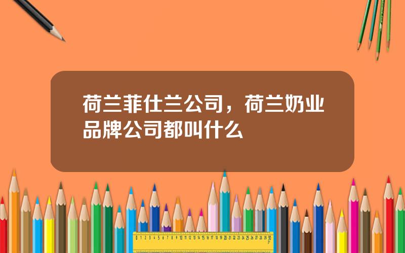 荷兰菲仕兰公司，荷兰奶业品牌公司都叫什么