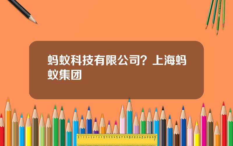 蚂蚁科技有限公司？上海蚂蚁集团