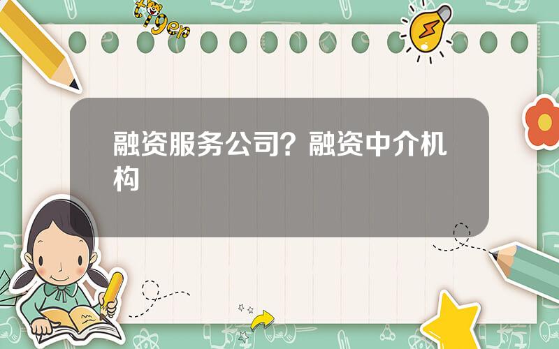 融资服务公司？融资中介机构