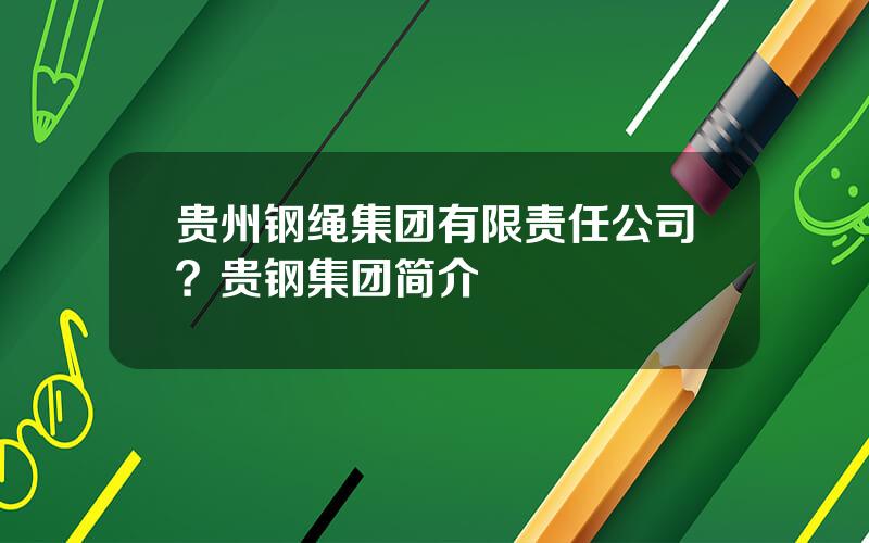 贵州钢绳集团有限责任公司？贵钢集团简介