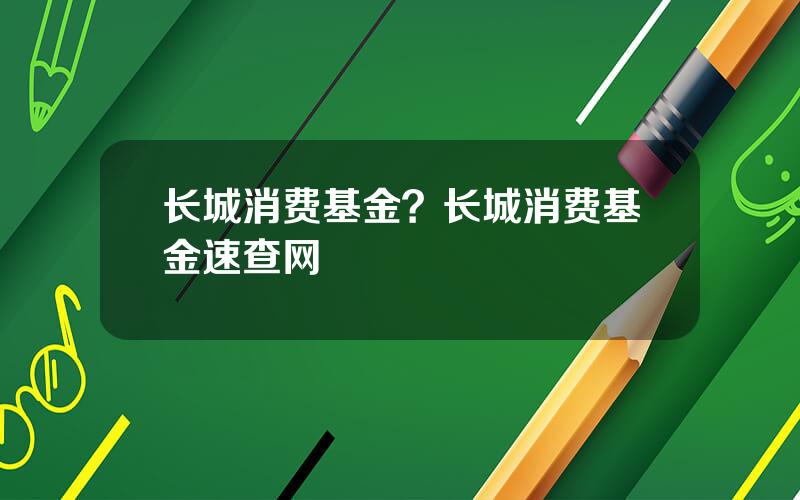 长城消费基金？长城消费基金速查网